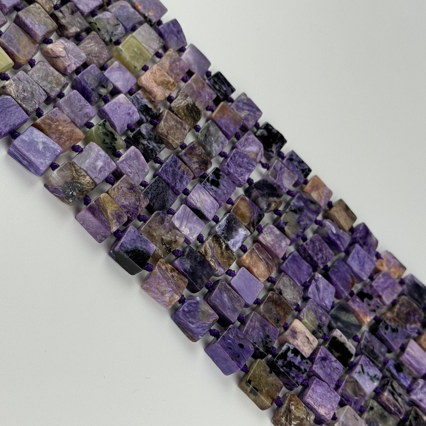 Charoite Square Flat Polised Gemstone Beads - (AB Quality)