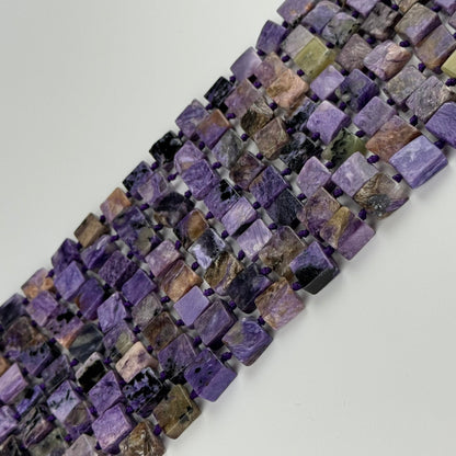 Charoite Square Flat Polished Gemstone Beads - (AB Quality)