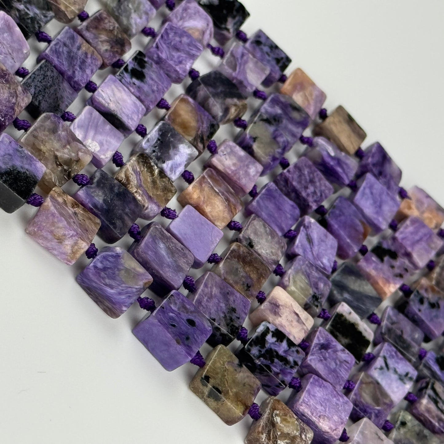 Charoite Square Flat Polised Gemstone Beads - (AB Quality)