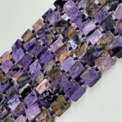 Charoite Square Flat Polished Gemstone Beads - (AB Quality)