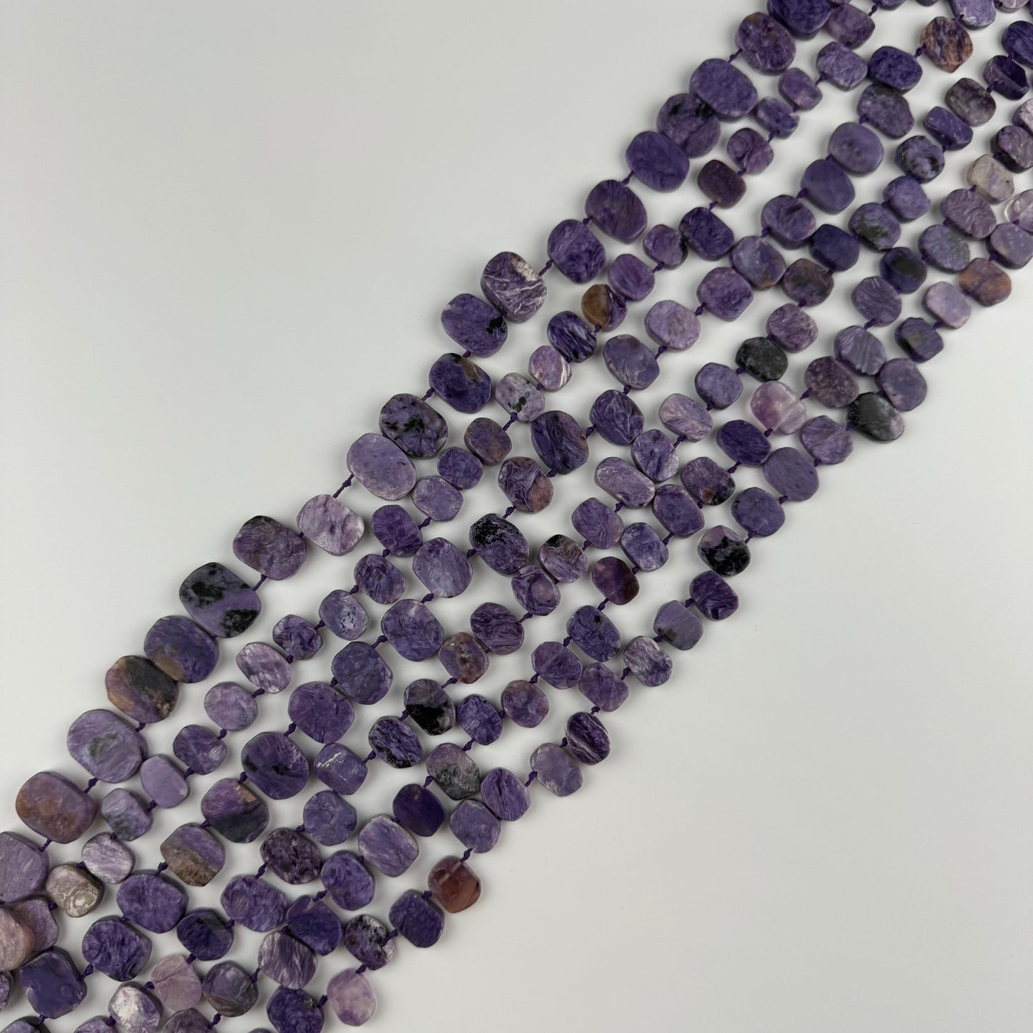 Side Drilled Oval Polished Charoite Beads - (AB Quality)