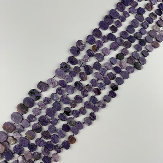 Side Drilled Oval Polished Charoite Gemstone Beads - (AB Quality)