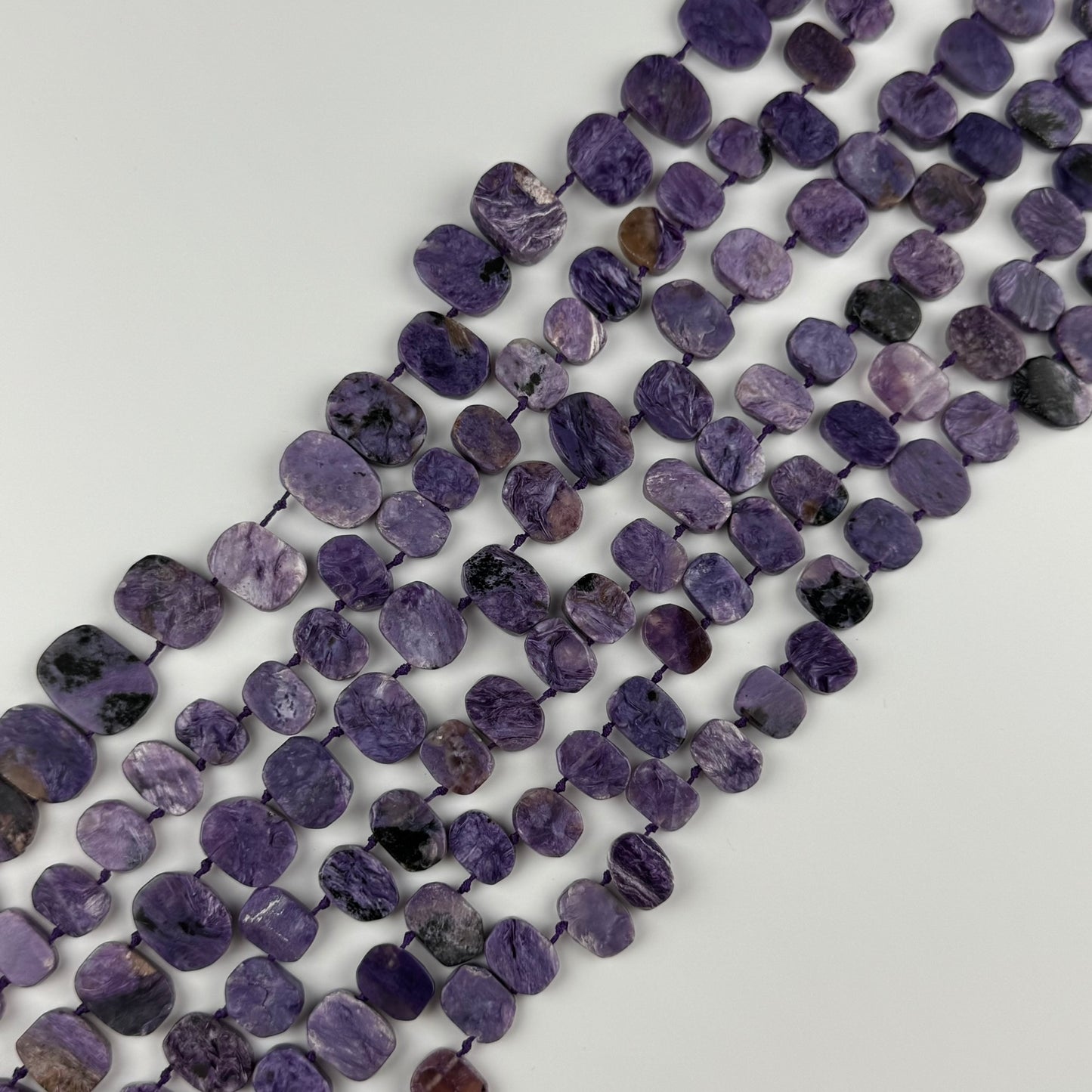 Side Drilled Oval Polished Charoite Beads - (AB Quality)