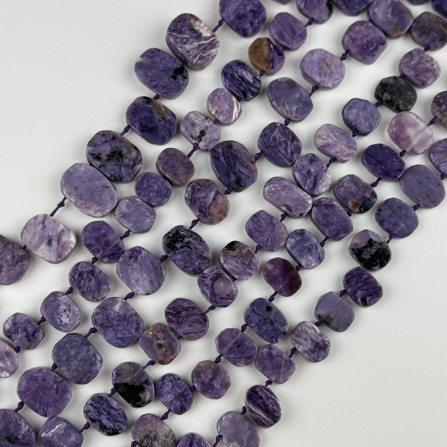 Side Drilled Oval Polished Charoite Beads - (AB Quality)