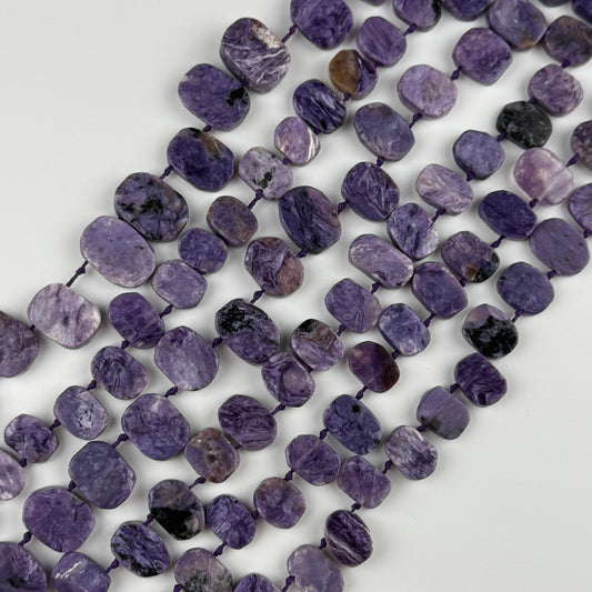 Side Drilled Oval Polished Charoite Beads - (AB Quality)