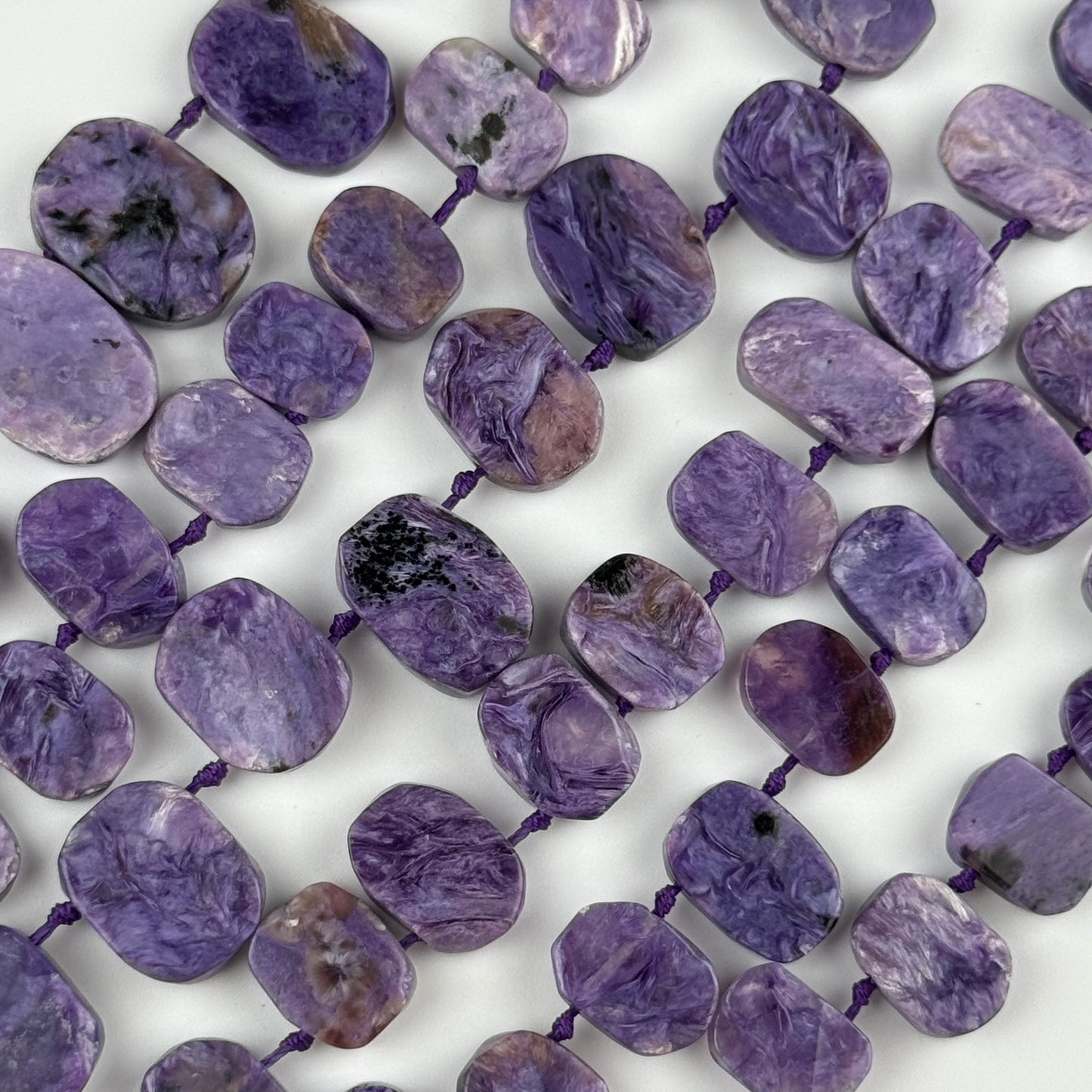 Side Drilled Oval Polished Charoite Beads - (AB Quality)