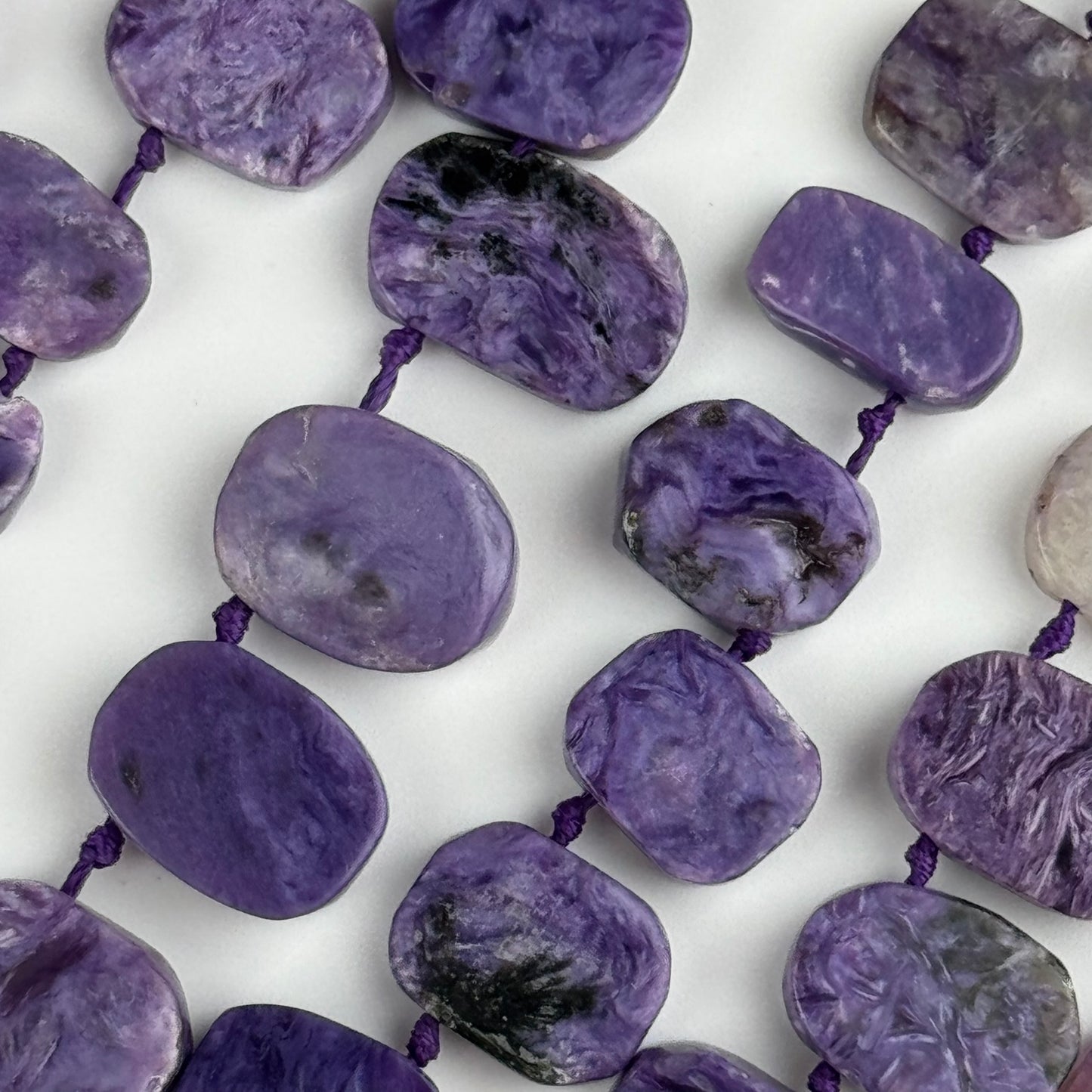 Side Drilled Oval Polished Charoite Beads - (AB Quality)