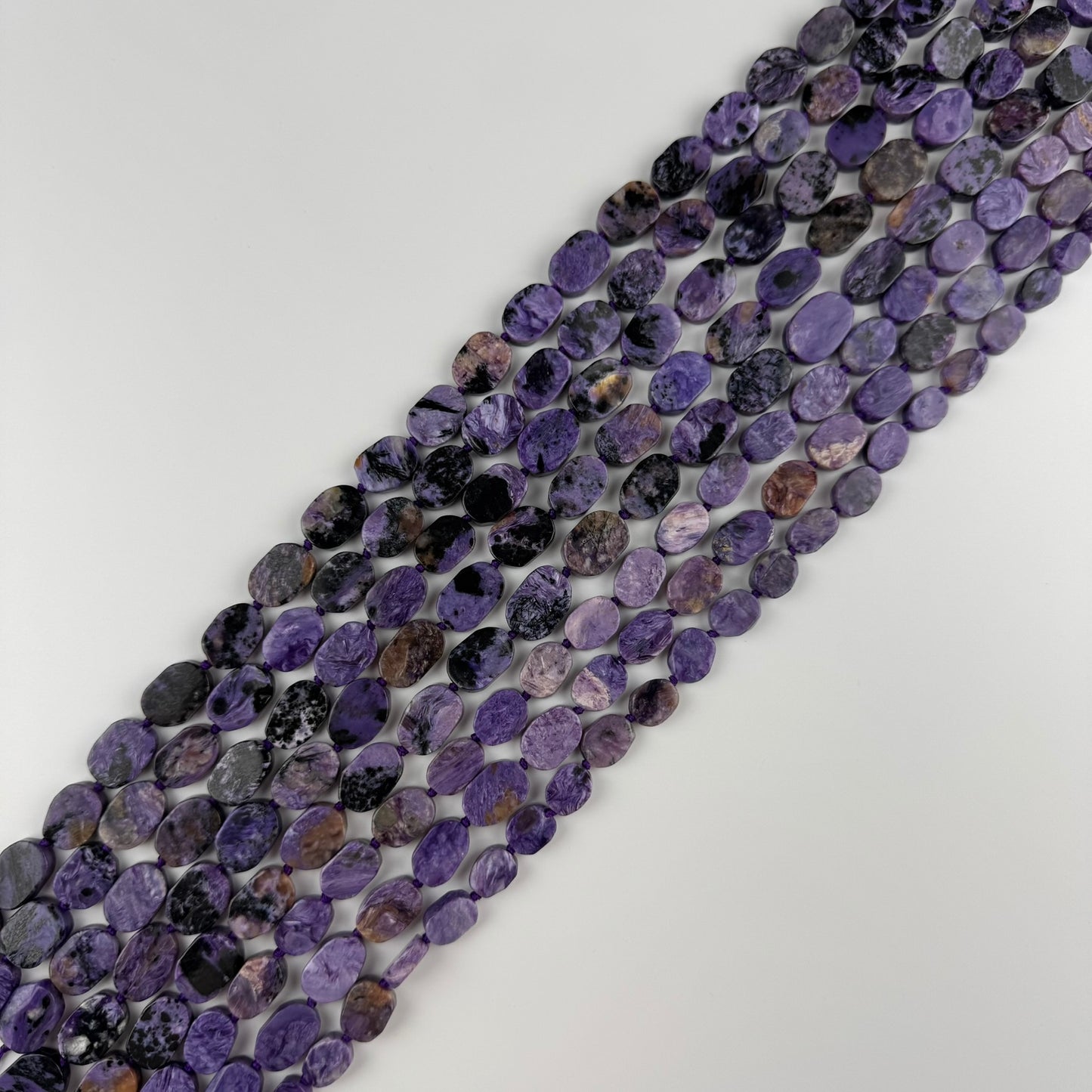 Oval Flat Charoite Beads - (AB Quality)