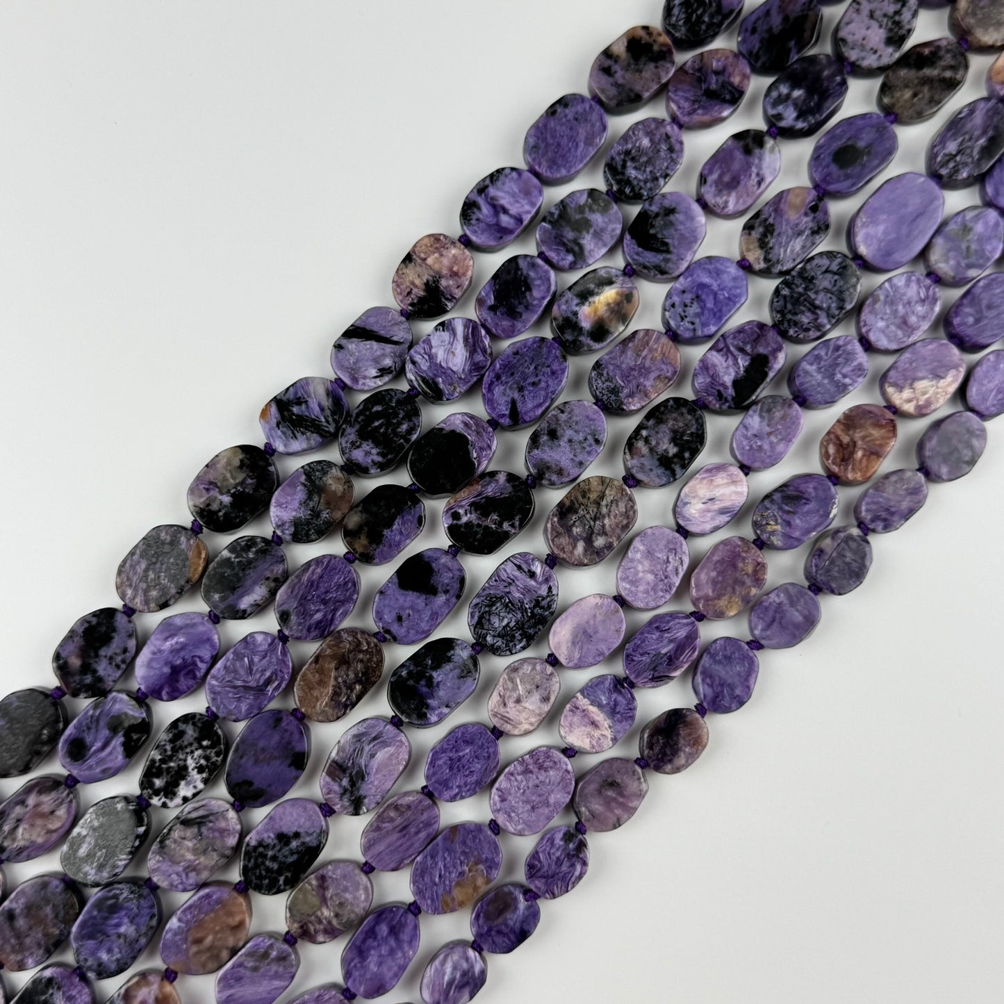 Oval Flat Charoite Beads - (AB Quality)