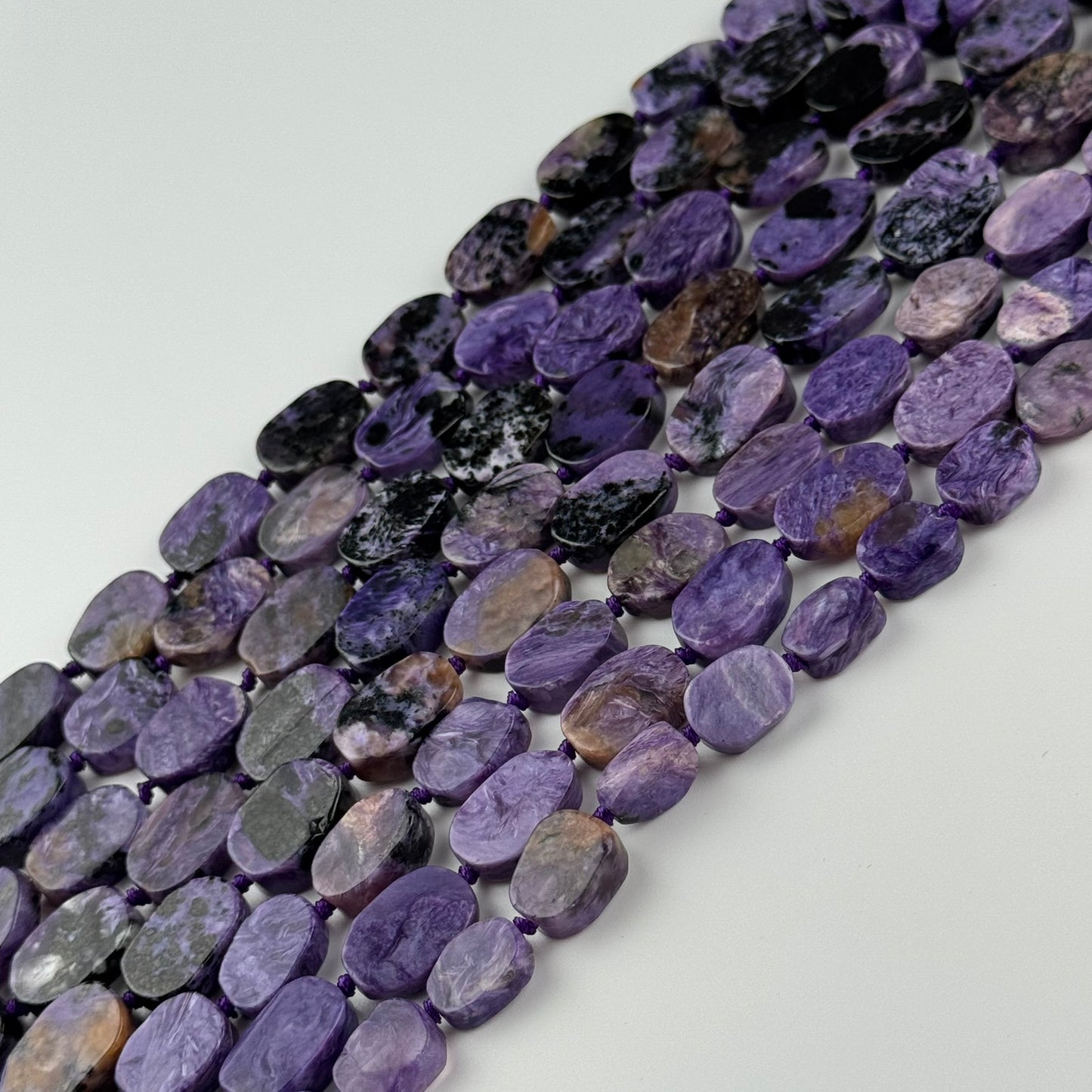Oval Flat Charoite Beads - (AB Quality)