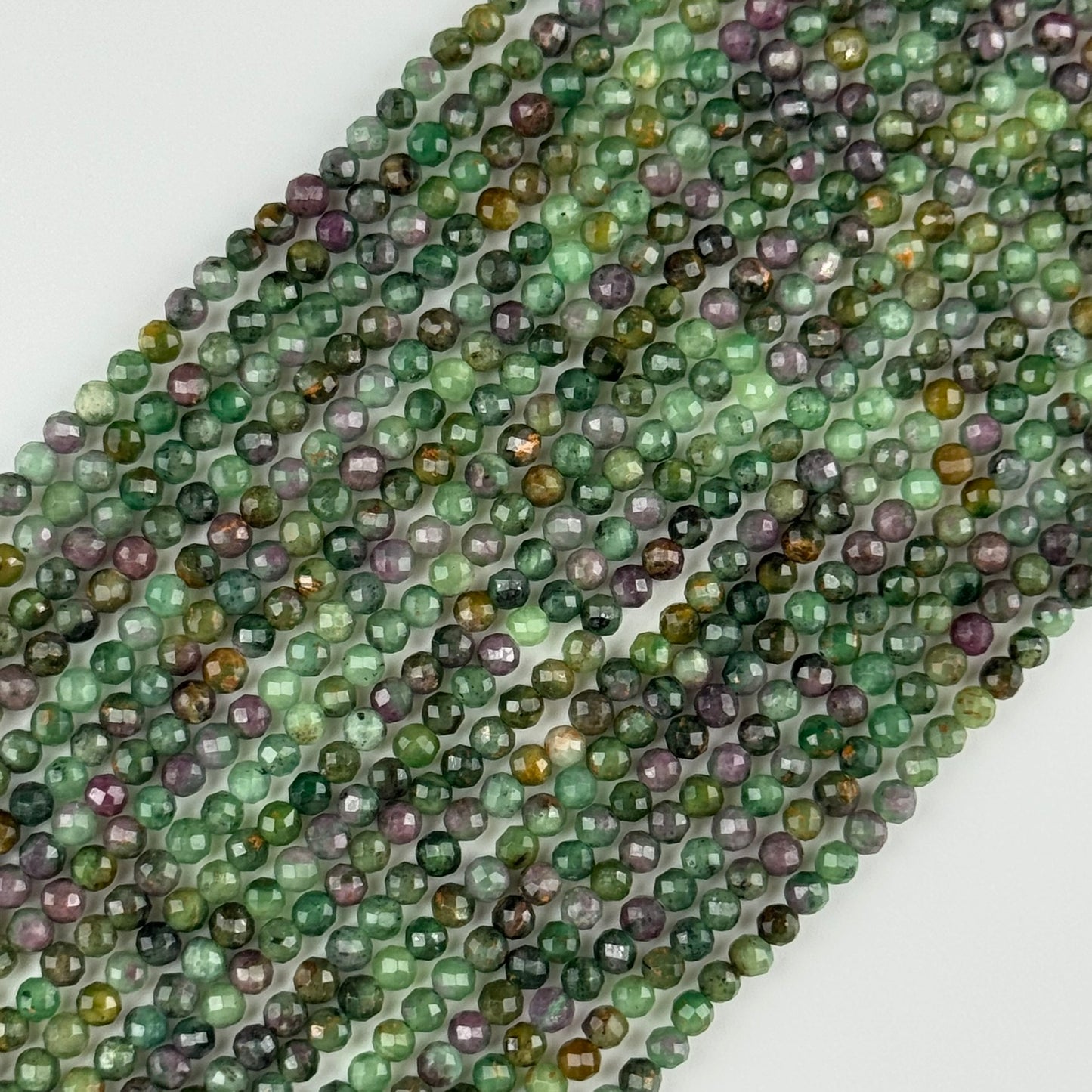 Ruby Zoisite Faceted Round Beads - (AA Quality)