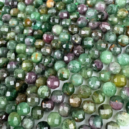 Ruby Zoisite Faceted Round Gemstone Beads - (AA Quality)