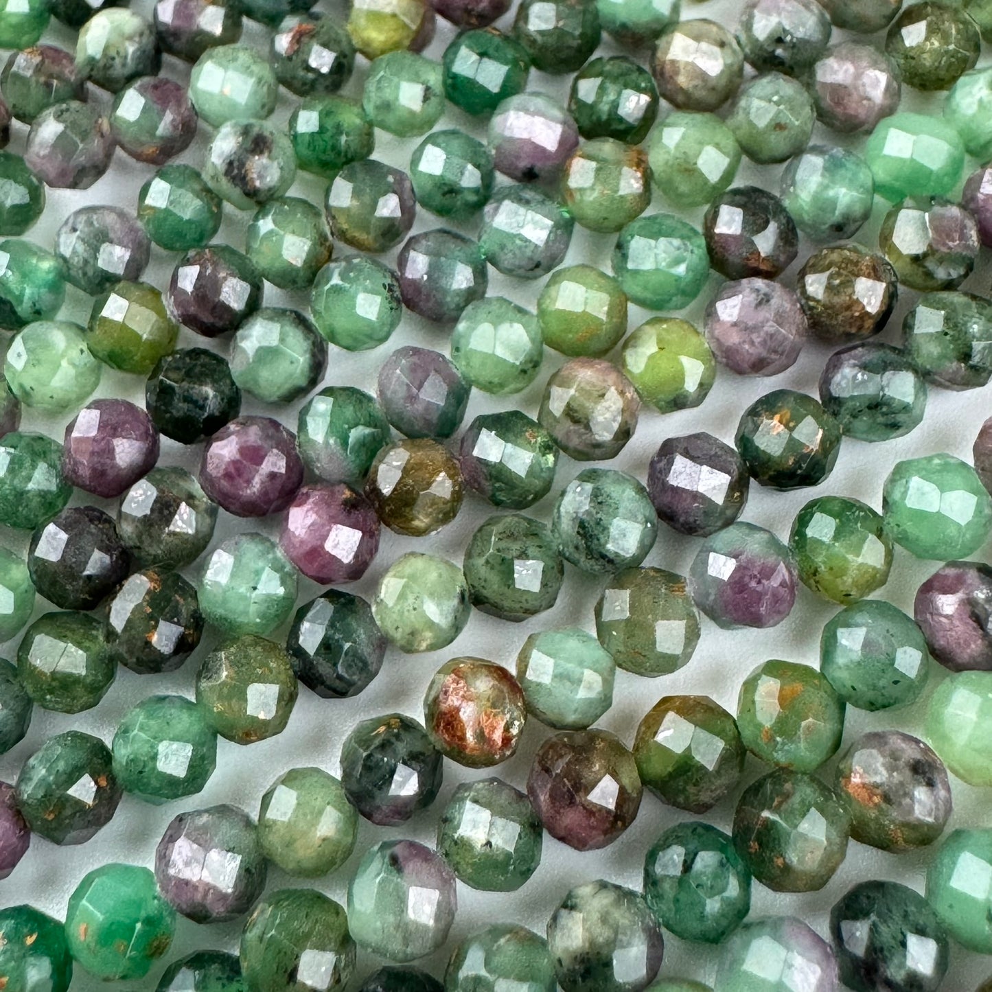 Ruby Zoisite Faceted Round Beads - (AA Quality)