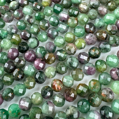 Ruby Zoisite Faceted Round Gemstone Beads - (AA Quality)