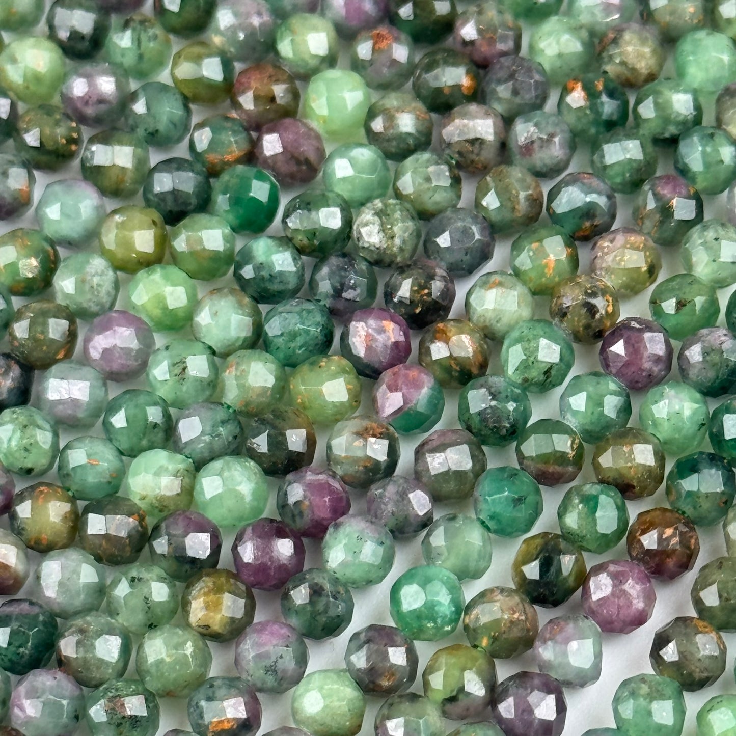 Ruby Zoisite Faceted Round Beads - (AA Quality)