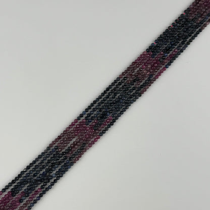 Ruby Glass Filled Sapphire Natural Faceted Round Gemstone Beads - (AB Quality)