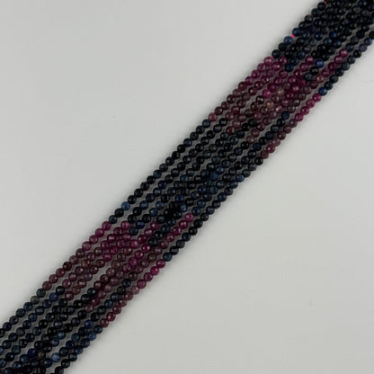 Ruby Glass Filled Sapphire Natural Faceted Round Gemstone Beads - (AB Quality)