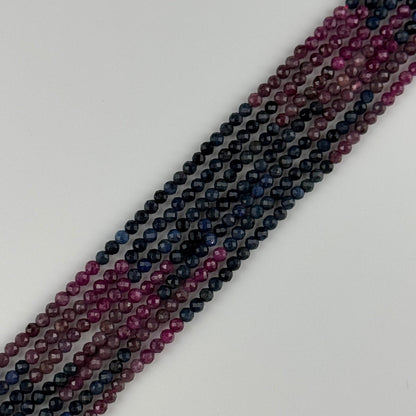 Ruby Glass Filled Sapphire Natural Faceted Round Gemstone Beads - (AB Quality)