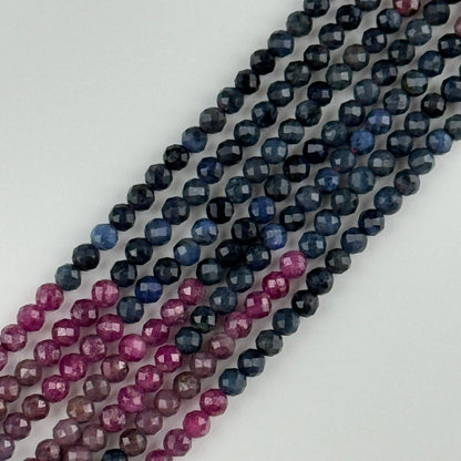 Ruby Glass Filled Sapphire Natural Faceted Round Gemstone Beads - (AB Quality)