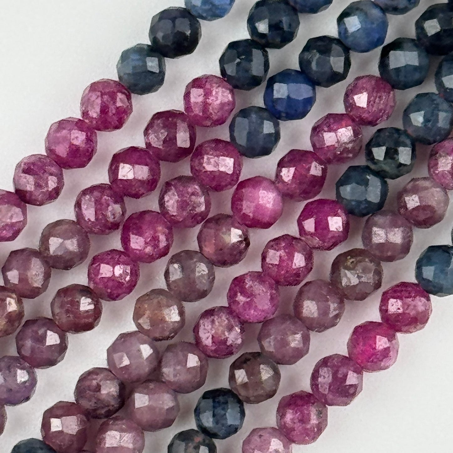 Ruby Glass Filled Sapphire Natural Faceted Round Beads - (AB Quality)