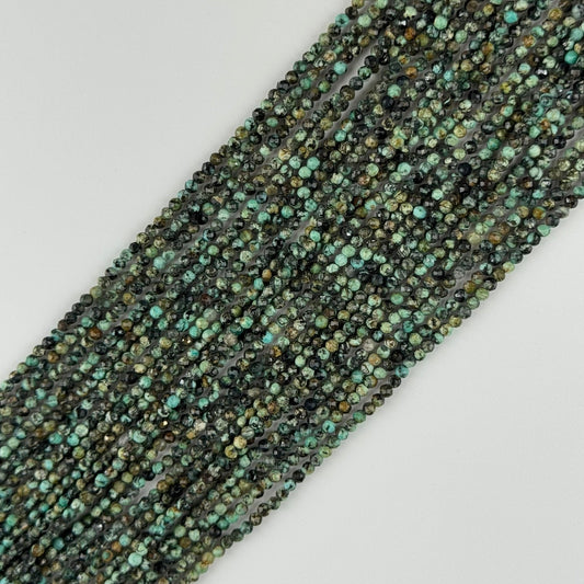 African Turquoise (Jasper) Faceted Round Gemstone Beads - (A Quality)