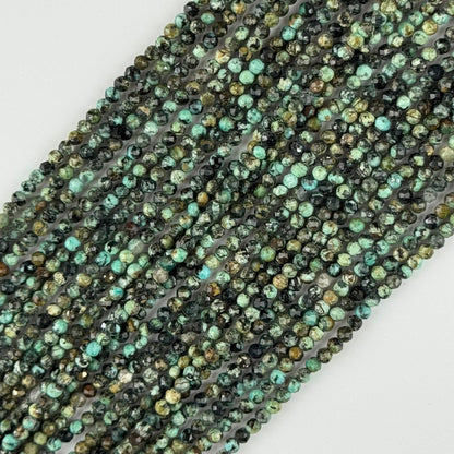 African Turquoise (Jasper) Faceted Round Gemstone Beads - (A Quality)