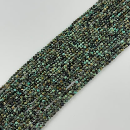 African Turquoise (Jasper) Faceted Round Gemstone Beads - (A Quality)