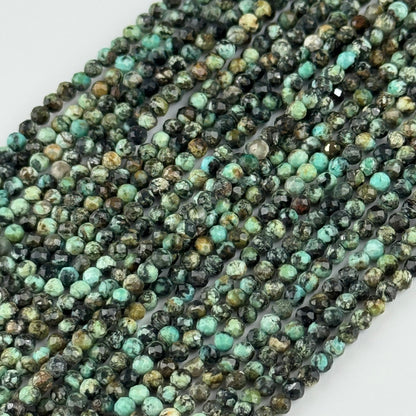 African Turquoise (Jasper) Faceted Round Gemstone Beads - (A Quality)