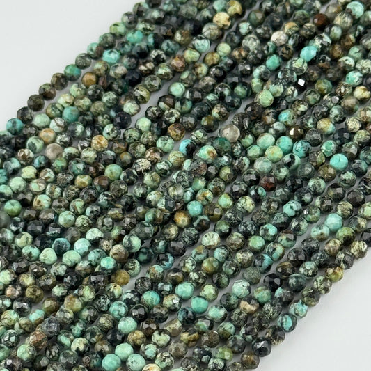 African Turquoise (Jasper) Faceted Round Beads - (A Quality)
