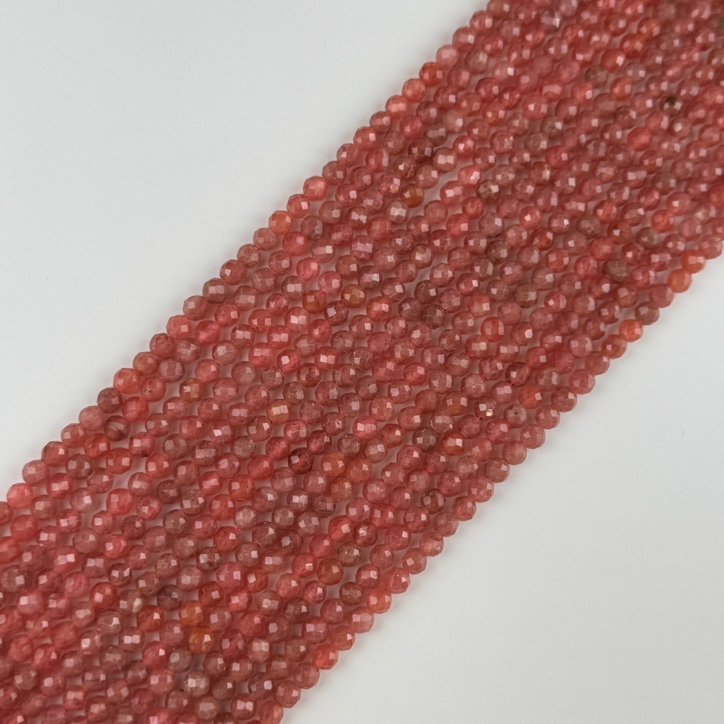 Rhodochrosite Faceted Round Beads - (AAAA Quality)