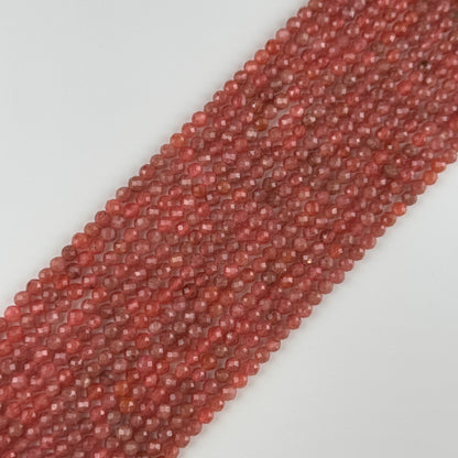 Rhodochrosite Faceted Round Gemstone Beads - (AAAA Quality)