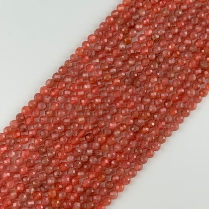 Rhodochrosite Faceted Round Gemstone Beads - (AAAA Quality)