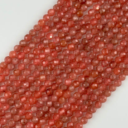 Rhodochrosite Faceted Round Gemstone Beads - (AAAA Quality)
