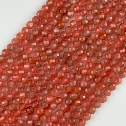 Rhodochrosite Faceted Round Gemstone Beads - (AAAA Quality)