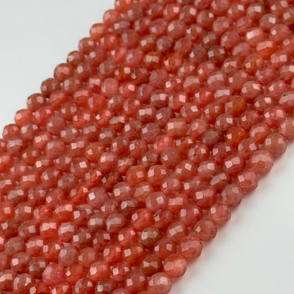 Rhodochrosite Faceted Round Gemstone Beads - (AAAA Quality)