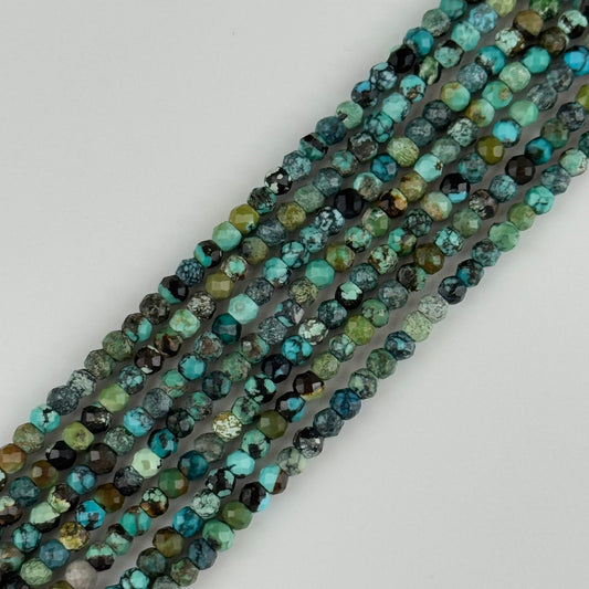 Turquoise Faceted Round Gemstone Beads - (A Quality)