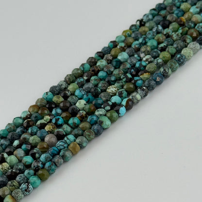 Turquoise Faceted Round Gemstone Beads - (A Quality)