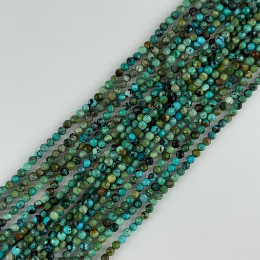 Turquoise Faceted Round Gemstone Beads - (A Quality)