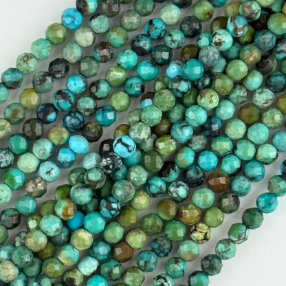 Turquoise Faceted Round Gemstone Beads - (A Quality)