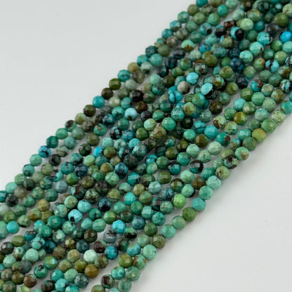Turquoise Faceted Round Gemstone Beads - (A Quality)