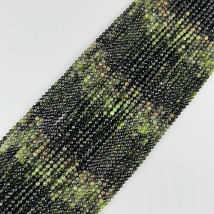 Serpentine Faceted Round Gemstone Beads - (A Quality)