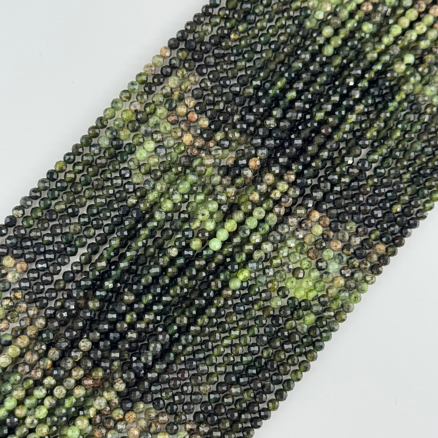 Serpentine Faceted Round Beads - (A Quality)