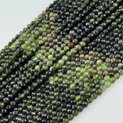 Serpentine Faceted Round Gemstone Beads - (A Quality)