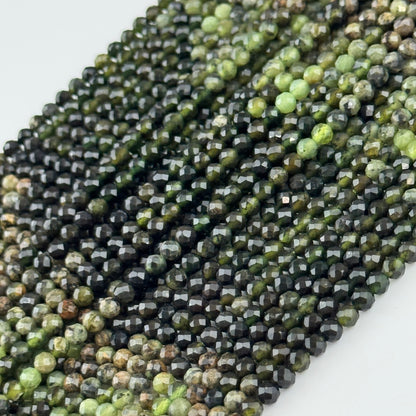 Serpentine Faceted Round Gemstone Beads - (A Quality)