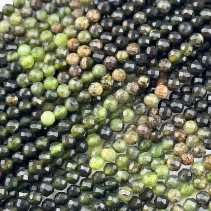 Serpentine Faceted Round Gemstone Beads - (A Quality)