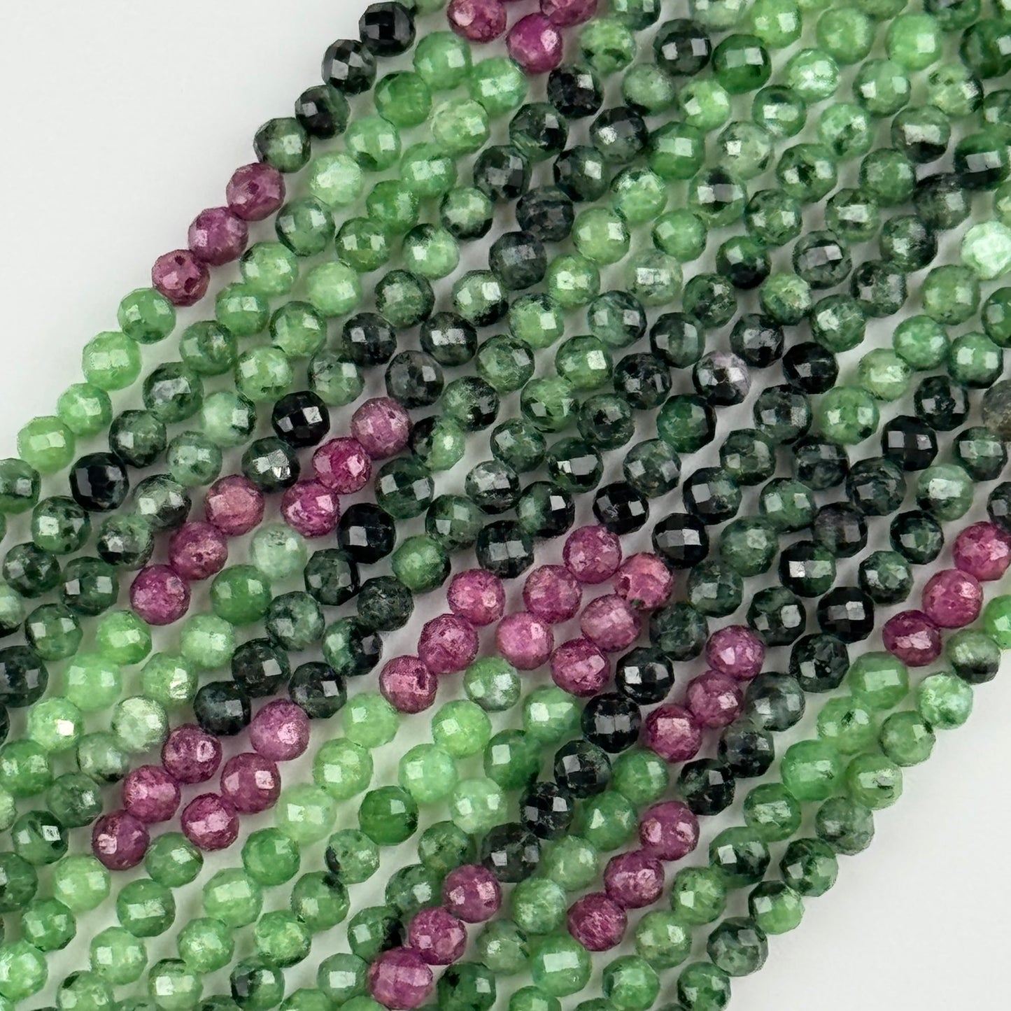Ruby Zoisite Faceted Round Beads
