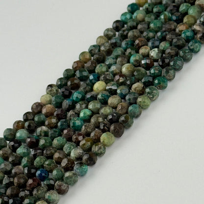 Chrysocolla Faceted Round Gemstone Beads - (AB Quality)