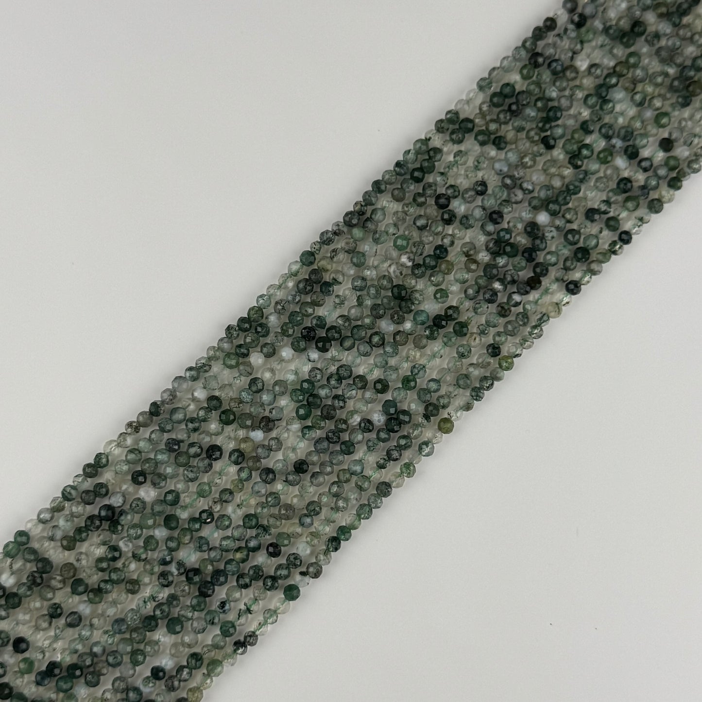 Moss Agate Faceted Round Beads - (AA Quality)