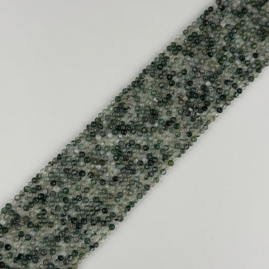 Moss Agate Faceted Round Gemstone Beads - (AA Quality)