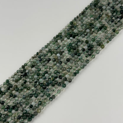 Moss Agate Faceted Round Gemstone Beads - (AA Quality)